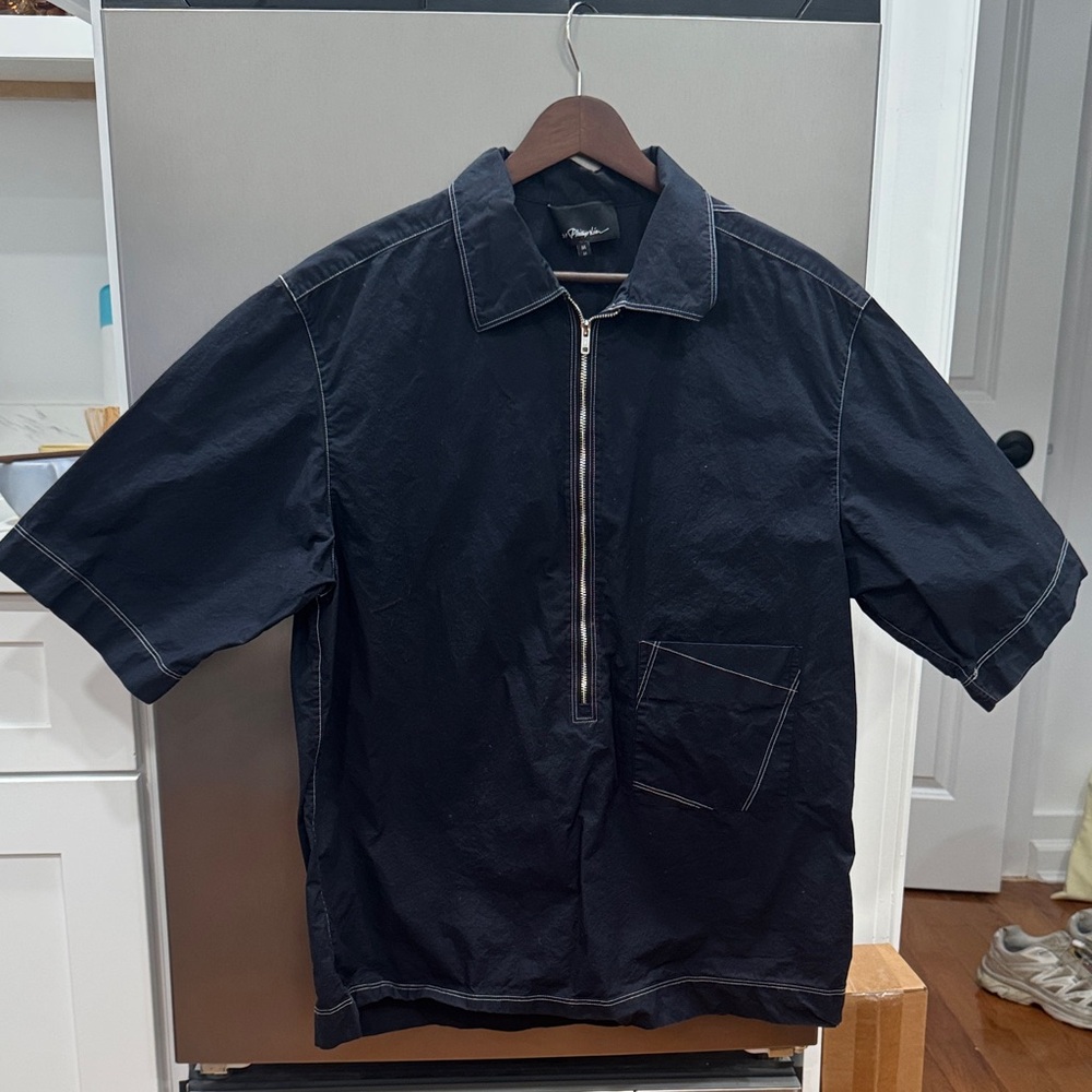3.1 Phillip Lim Blue Zip-Up Casual Shirt
